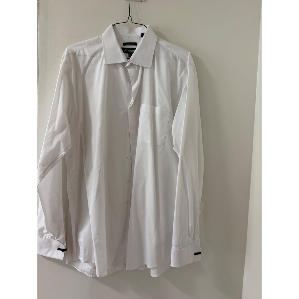 Stacy Adams Dress Shirt Mens 17.5 38/39 White Good Regular Fit Long Sleeve